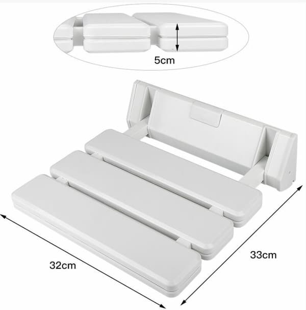 Blått Sammenleggbart Dusjsete i Aluminium og ABS, 330 x 320 x 70 mm