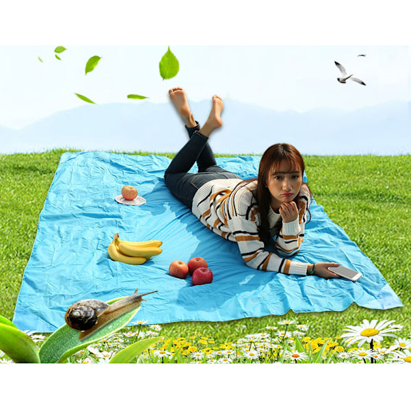 Mini Lomme Piknikpledd (Blå), Bærbar Strandmatte, Ultralett Maskinvaskbar Strandpledd for Reise, Strand, Park, Camping, Fotturer 70x110cm
