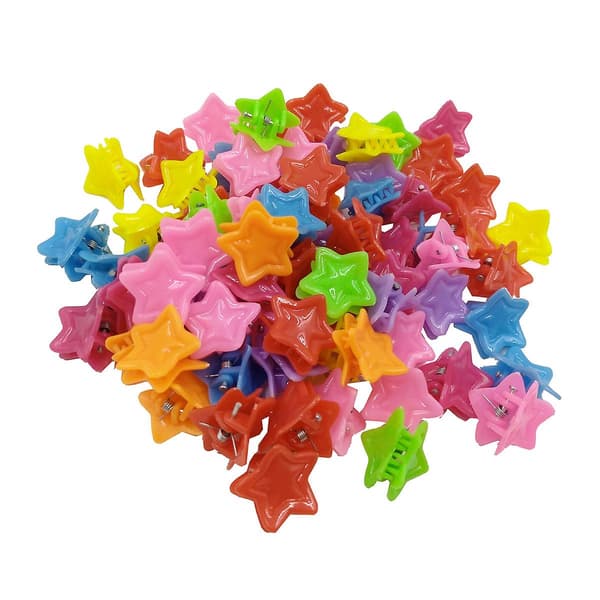 200 st Mini Hårklämmor Plast Små Färgglada Hårklämmor Shell A Five-pointed stars