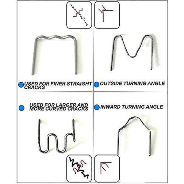 300 kpl kuumaliimapistoolin niittejä, 6 tyyppiä auton puskurin muovinkorjauskone muovihitsaus hitsaus aalto niitit korjaustyökalusarja kaikkiin autoihin 0.8mm Wave Staples 300pcs