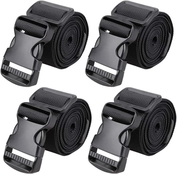 188cm*2.5cm Användbara Remmar med Spänne Justerbara, 4-pack (Svart (4-st))