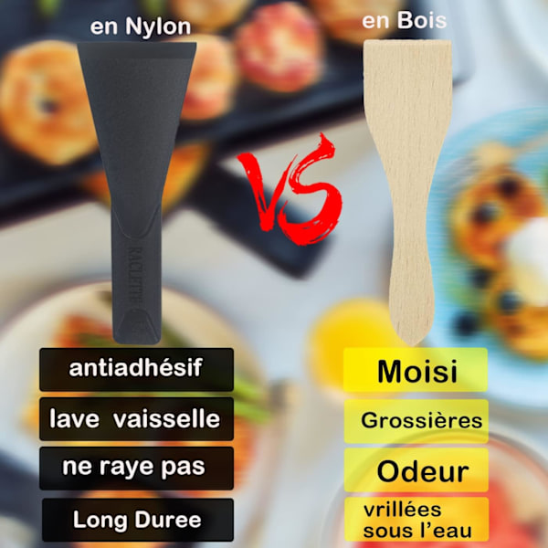 Raclette-spatelset med 8 delar - Non-stick - 5 cm bred maxi-fasad - Raclette-spatel i plast