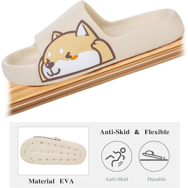 Vita dam- och herrtofflor för strand, sommar, sandaler, mjuka barnskor, badrum, pool, dusch, halkfria tofflor, flip-flops för inomhus- och utomhusbruk 39