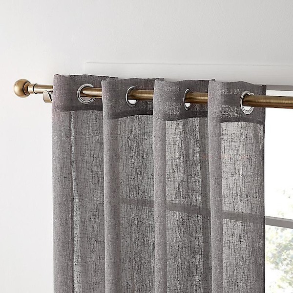 Imitert Hamp Gjennomsiktige Ensfargede Gardiner For Soverom Balkong Dekor Stue Grey 140*160cm