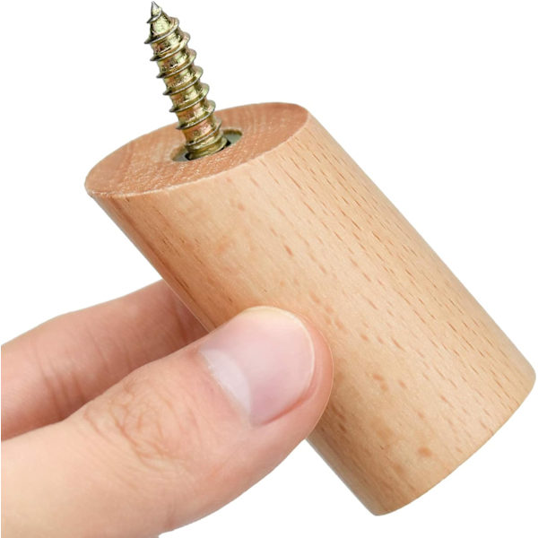 6 Stykker Træ Knager Væg Knage Træ Cylinder Knage med 6 Skruer til Ophængning af Tøj Hatte Tørklæder Soveværelse Entré Stue
