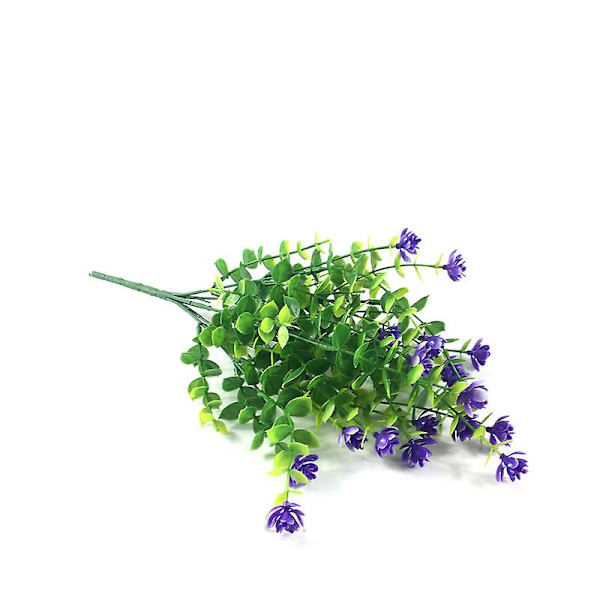 5 buntar konstgjorda falska blommor, konstgjorda utomhusväxter i plast UV-beständiga buskdekorationer Purple