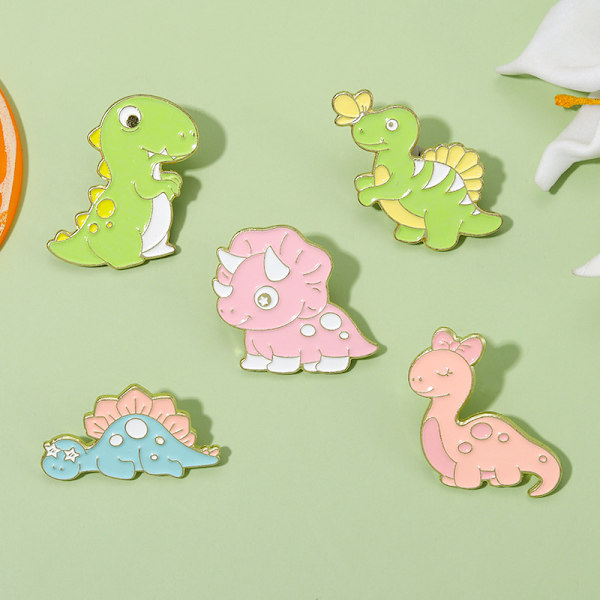 5 suloista dinosaurusrintakoru, takkeihin, kauluksiin, merkkejä, vaatelaukkuihin, asusteita, naisille, tytöille, pojille