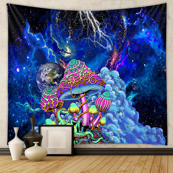 Galaktinen Sumu Seinävaate, 150X200CM Hippityylinen Gobeliini Psykeedeelinen Abstrakti Taide, Seinävaate Sisustus Planeettojen, Sienten ja Salaman Kuvioilla