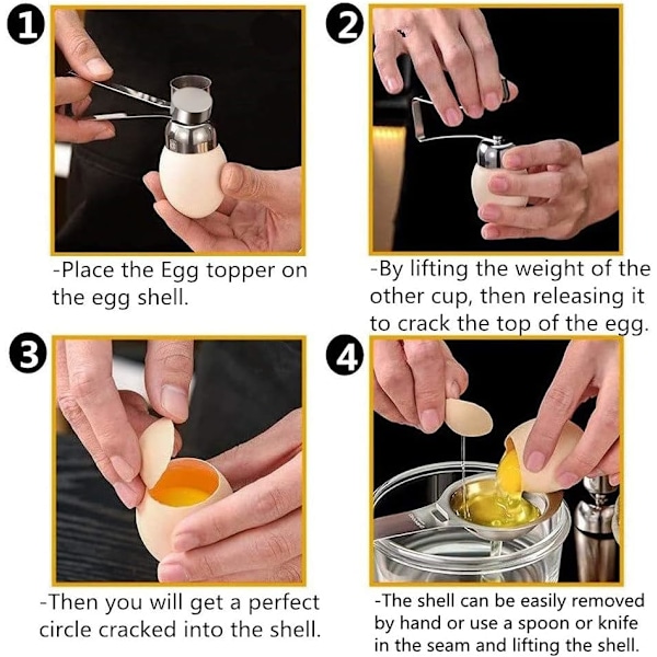 Eggåpner i stål, eggkutter i rustfritt stål, eggehviteutskiller, eggkutter i rustfritt stål, enkelt kjøkkenverktøy for hardkokte egg (sølv)