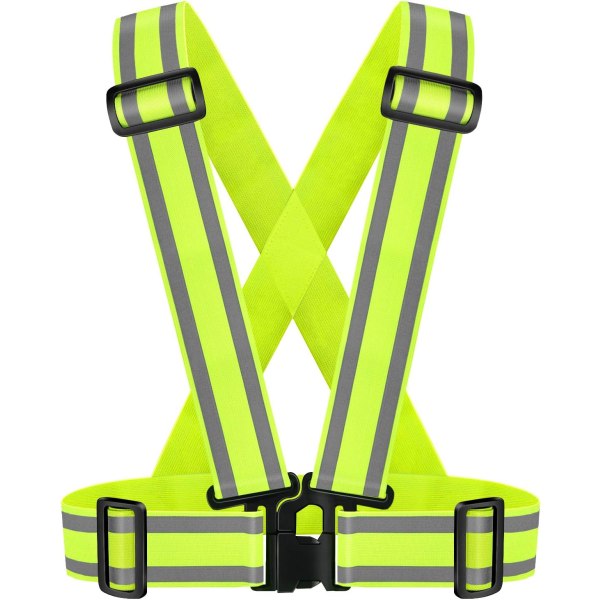 (1, GUL) Høj Synlighed Reflekterende Sikkerhedsvest | Letvægts, Justerbar & Elastisk | Hi Vis Løbeudstyr til Jogging, Gåture, Cykling, Byggearbejde Wo