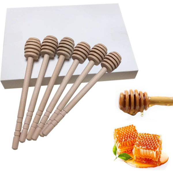 Honning Dipper Lang Træ Økologisk Honning Dipper Ske Stav til Honning Syltetøj Opsamling og Dispensering Bærbar (15cm) (12 stk)