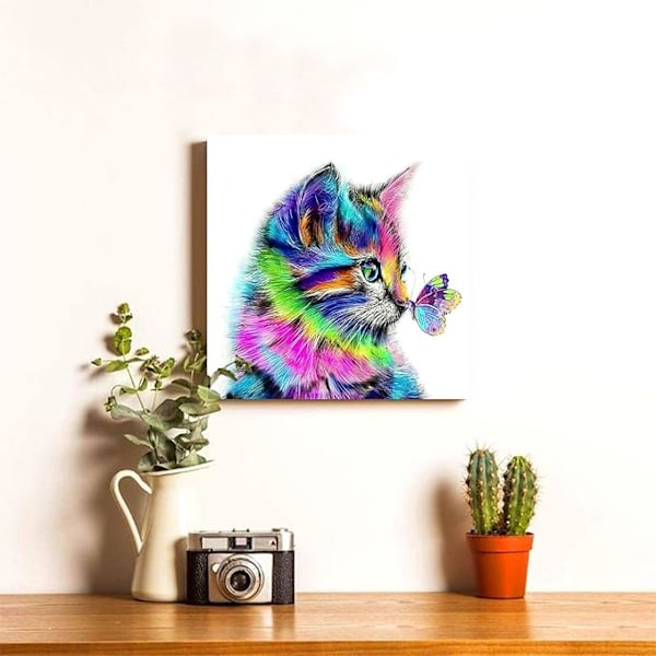 5D DIY Täysi Timantti Kissa 30x30cm, Strassi Timanttimaalaussetti Aikuisille, Timanttikäsityöt Seinäkoristeeksi