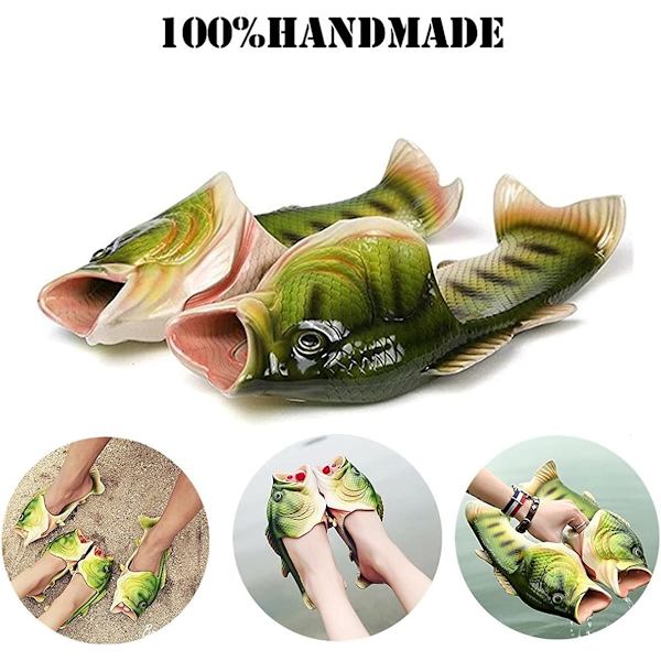 Gröna strandkreativa fiskskor Unisex EVA duschslippers sommar barn roliga djur halkfria slitstarka sandaler 44-45EU