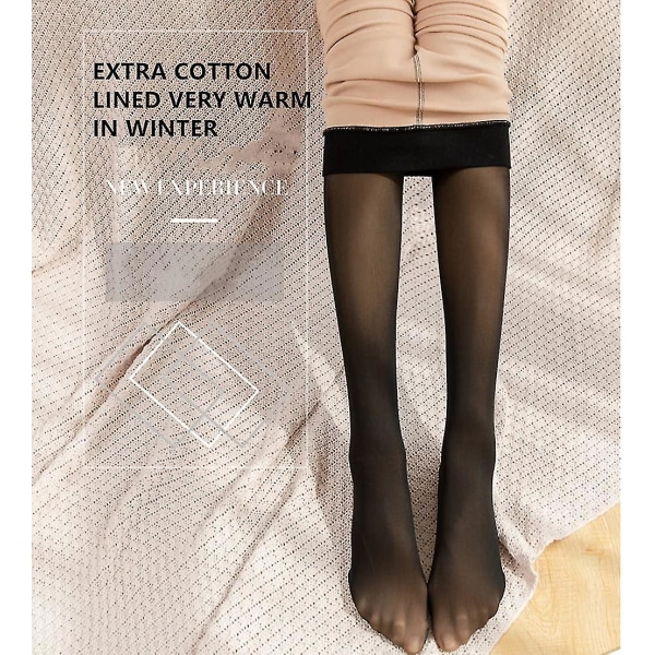 Magiske ekstra tykke varme vinter dobbeltforet stretch termisk fleece strømpebukser for kvinner Black