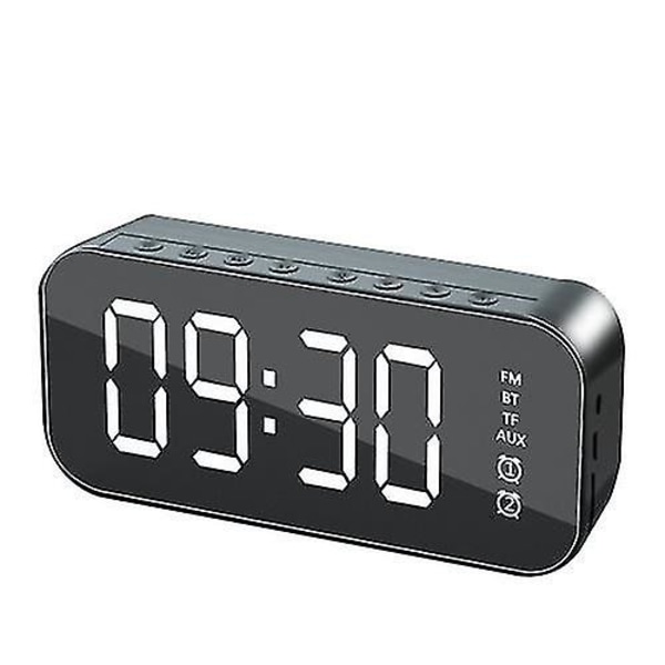 Multifunktionell LED digital väckarklocka, Bluetooth högtalare, bordsbord med lysande elektronisk musikdosa Black