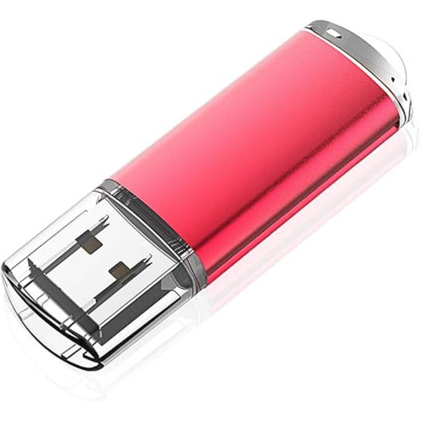 Flash Drive 64 GB USB 2.0 Thumb Drive 64GB Memory Stick Pen Drive Nøglering Design Jump Drive Zip Drive med LED Indikator, Rød