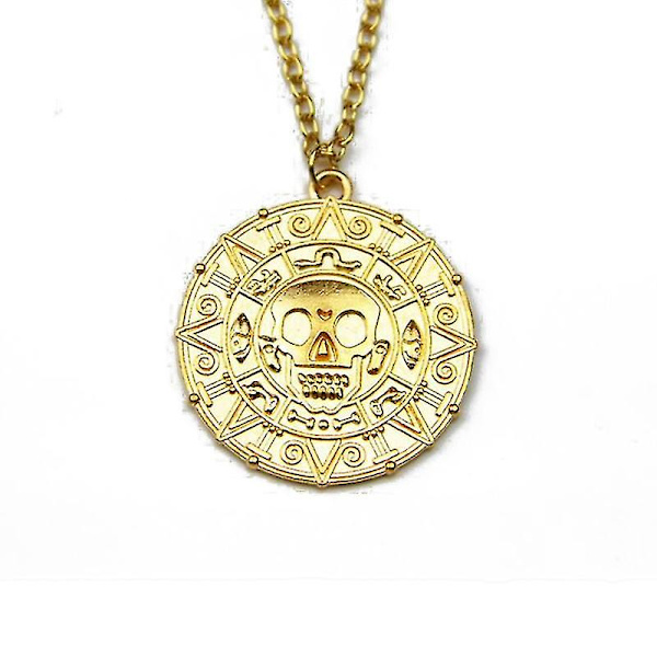 Klassiskt Pirates of the Caribbean-myntmärke hänge halsband Gold