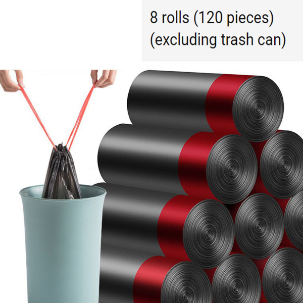 8 Rullar 120 stycken (Svart, 45*50CM) [Extra Tjocka] [Läckagesäkra] Sopsäckar Papperskorgspåsar för Hemmakontor Papperskorg, Sopsäckar, Avfallspåsar