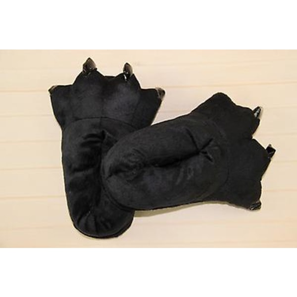 Voksne/barn Plysj Dyrepote Klør Sko Unisex Morsomme Grønne Plysj Dinosaur Klør Tøfler For Innendørs black 35to40