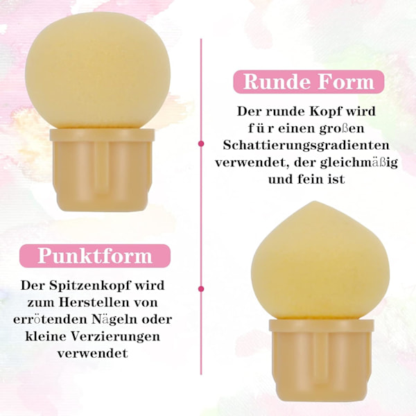 2 stk Dobbelthodet Svamp Neglebørster med 8 Erstatningssvamper, Gradient Fargegjengivelse DIY Neglekunstverktøy
