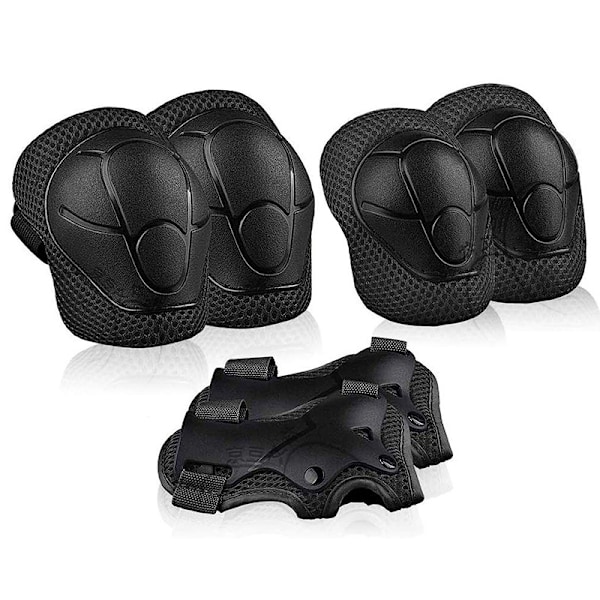 Knäskydd för barn Svart One Size 1 Knä- och armbågsskydd för barn Knäskydd för flickor Handleder för pojkar 3 i 1 Rullskridskoåkning Cykling Rullskridskor