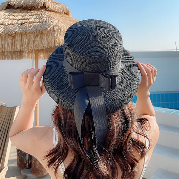 Solhatt för kvinnor UPF 50+ Packable solskydd sommarhatt med slips