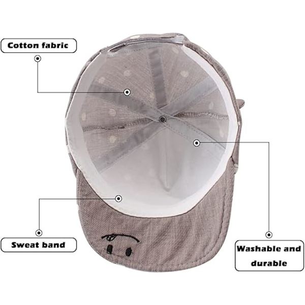 Puuvillainen vauvan pipo (harmaa, hatun ympärysmitta noin 46 - 48 cm) 12–24 kuukauden ikäisille tytöille ja pojille, lasten aurinkohattu, säädettävä hattu, kevät, kesä, syksy