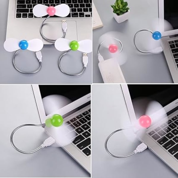Mini USB-blæser 4-pak Bærbar Fleksibel Køleblæser til Stationær Computer PC