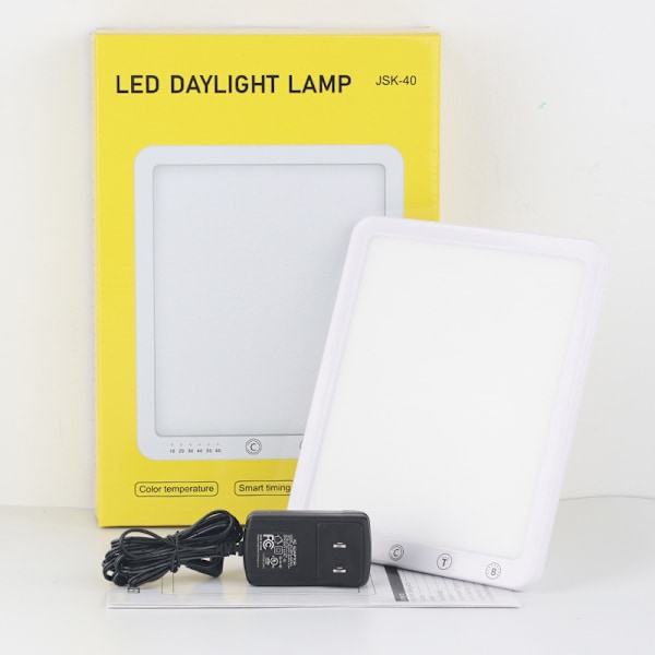 Lysterapi lampe 10cm/10000 lux, LED Justerbar lysstyrke og farvetemperatur, med timer, berøringskontrol, hukommelsesfunktion og simuleret dagslys