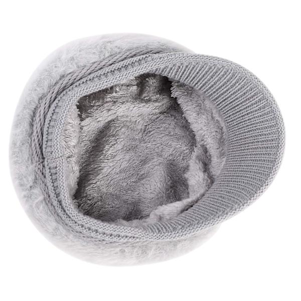 Dame Jenter Spiss Lue Hatt Visir Beret Vinter Termisk Baker Grey