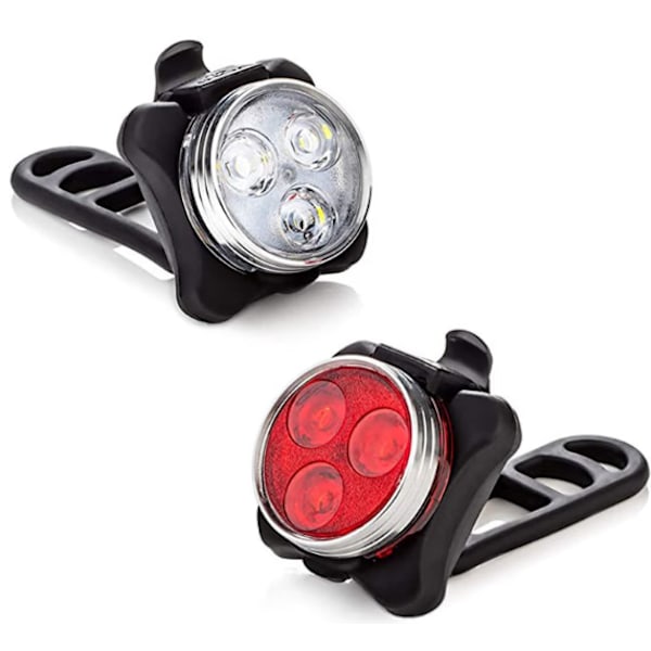 LED Sykkellykt, Oppladbar Front- og Baklykt med 4 Lysstyrkemoduser USB-belysning Støtsikker Vanntett, for MTB VTC Syklist Barnevogn Camping