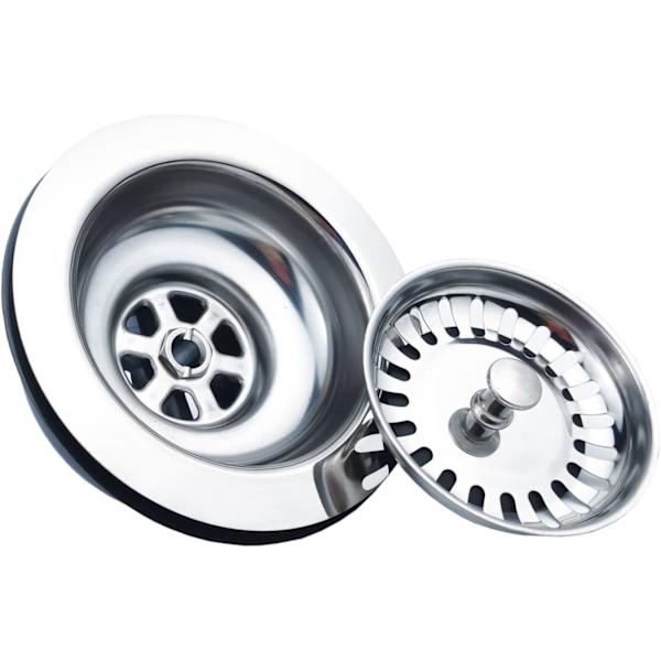 Vask Kollektion, 114mm Rustfrit Stål og PVC Køkkenvask Kurve Si Prop Affald G1½\"