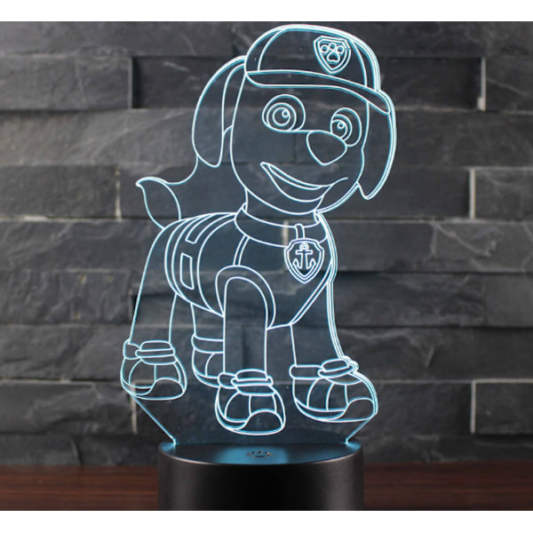 3D Illusion Lampe Paw Patrol Natlampe, 16 Farver Blinkende, Dekorativ Sengelampe Natlys Kreativ Gave