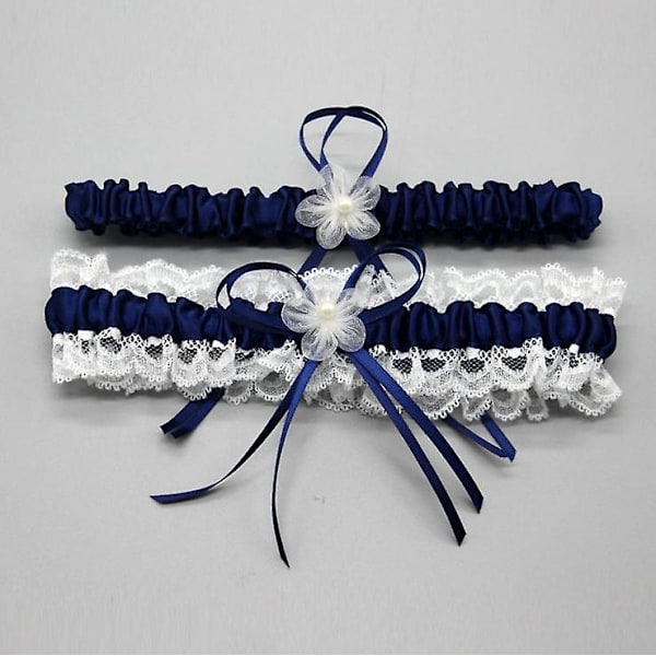 Bröllopsstrumpor för brud, damstrumpeband bröllop brudstrumpa balstrumpa underkläder benstrumpa Navy blue