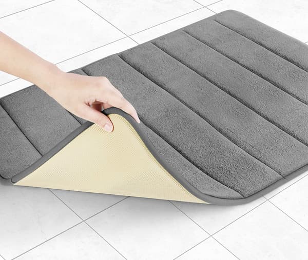 Dørmatte Husholdning Korallfleece Badematte Teppe Memory Foam Baderomsmatte grey 40*60cm