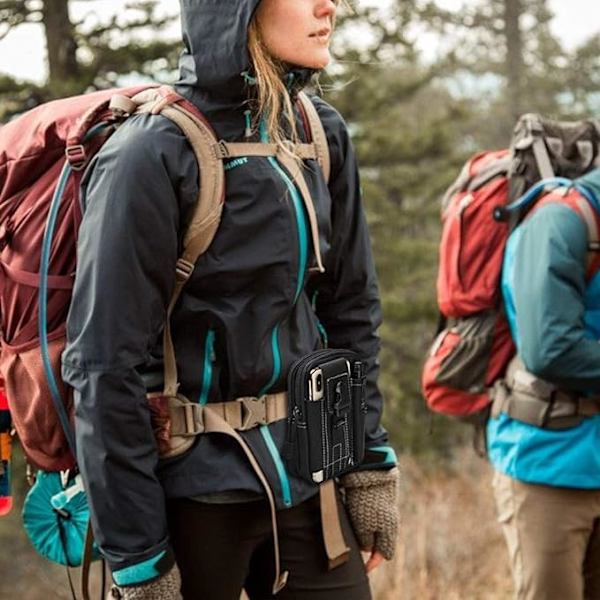 Taktisk Magväska (Svart), Universal Utomhus Magväska Handväska | Utility Gadget Magväska med Telefonhölster för Sport, Vandring, Camping, Resor