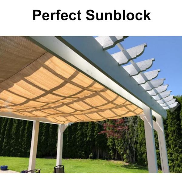 Beige skyggenet, terrasse skyggesejl, skyggestof, havenet terrasse udendørs drivhus, 2x4m