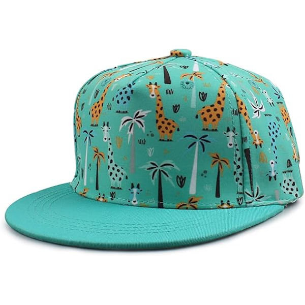 Söt baby baseballkeps (grön giraff för 1-2 år), barn sommarhatt broderad platt solhatt pojke flicka