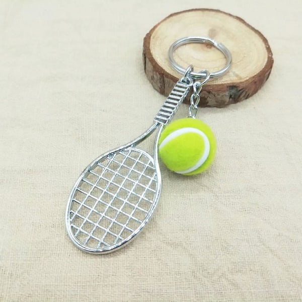 2 st tennisracket nyckelring, kreativ metall nyckelring Sport nyckelring Tennis boll nyckelring Green