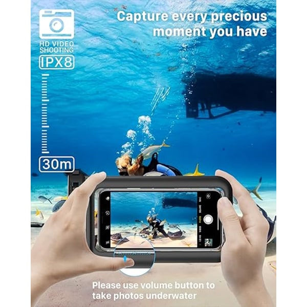 2 stk. Vandtæt Smartphone Pung (Hvid 21,5 x 10,5 cm), PVC Vandtæt Telefonpung, Vandtæt Smartphone Etui til iPhone 14 Plus 14 13 Pro Max 14 13 1