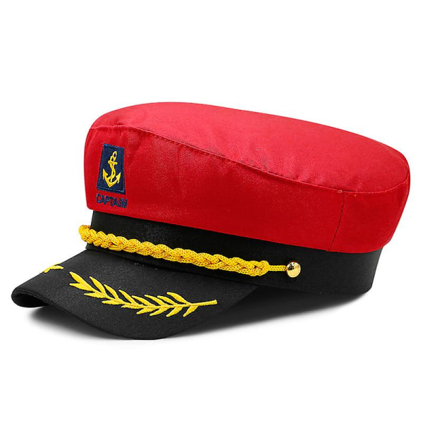 Sailor Kaptajnshat til Voksne Justerbar Yacht Båd Skib Kaptajnshat Kasket Navy Admiral Hat Kostume Tilbehør Red