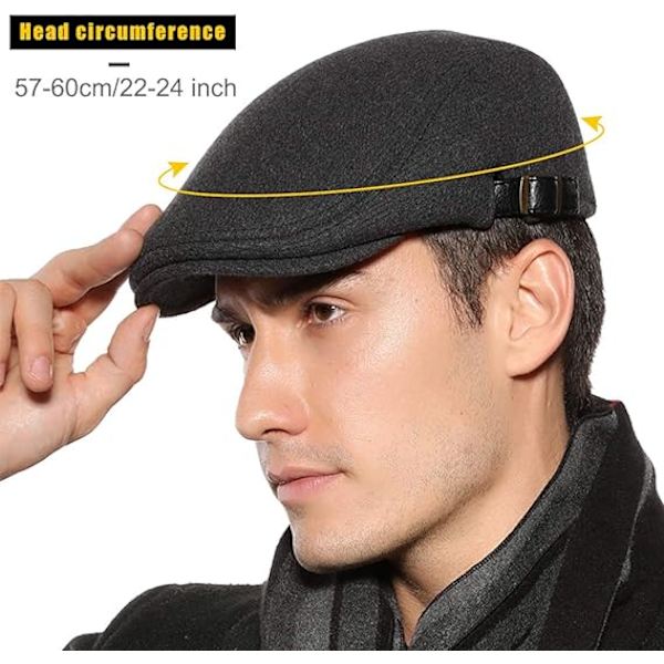 Flat Top Beret Justerbar Flat Top Hat Efterårskort - Ensfarvet Grå Justerbar