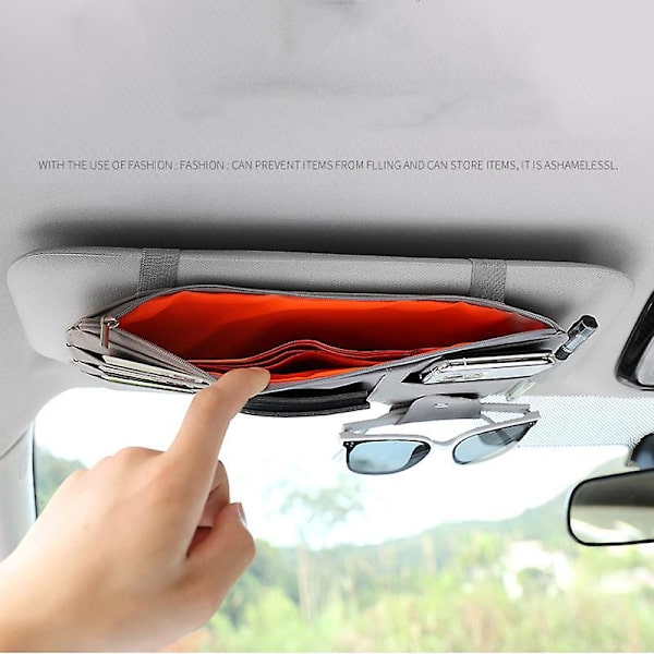 Bilsolskydd Visir Organizer Auto Bil Interiör Läder Tillbehör Förvaringsficka Solskydd Väska Väska Grey