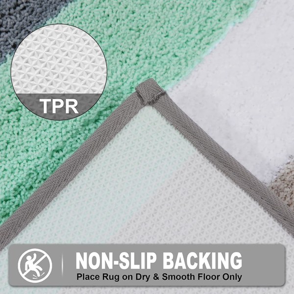 Mikrofiber Badematte Sklisikker og Absorberende Maskinvaskbar Dusjmatte 50x80cm, Grønn/Grå