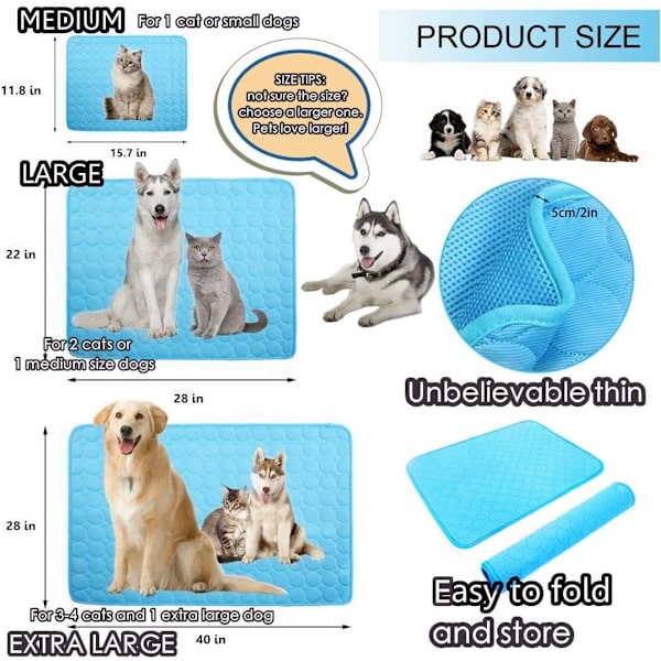 Sininen 70*100CM viilentävä matto koirille, viilennysalusta kissoille, geeliviilennysalusta, viilentävä matto kissoille ja koirille