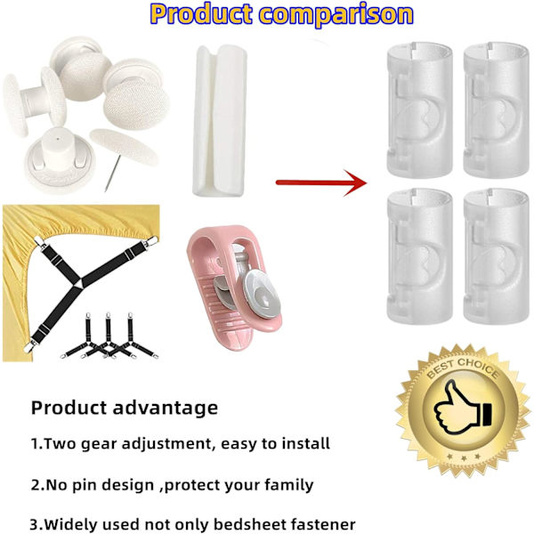 20 st Sänglakan Fästen Clips, Justerbara Lakanhållare för Täcke Madrass Täcke Clips, Matpapper Kläder Kabel Organizer Clips