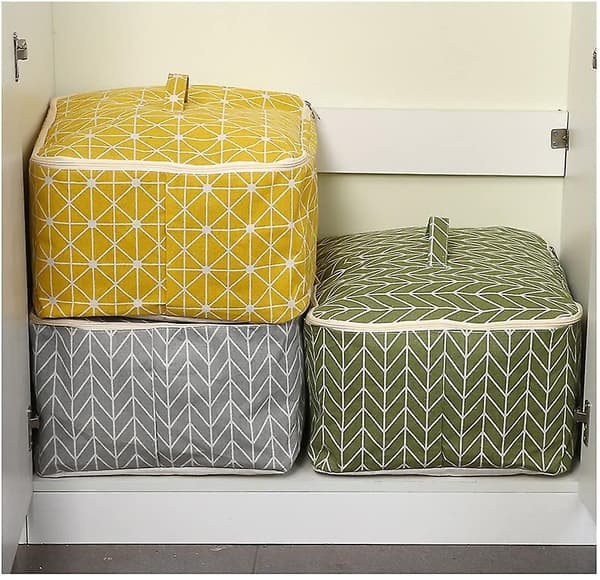 Foldbar Opbevaringsboks Opbevaringspose Lærredsopbevaringspose Til Tæpper 474020 Cm Gul Yellow