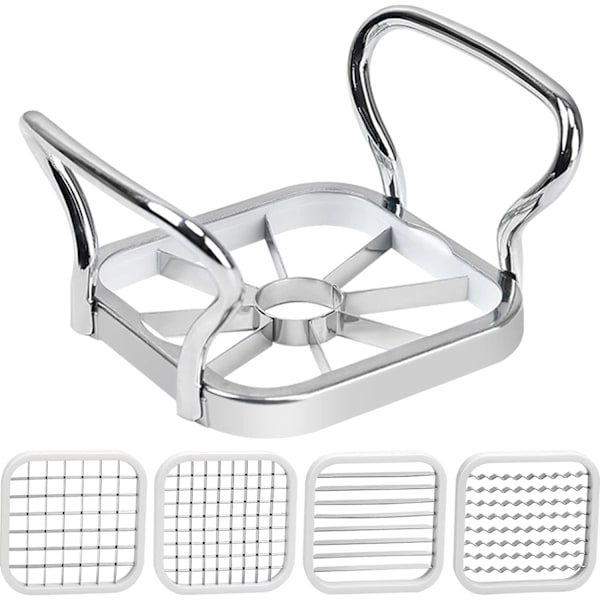 Potatisskärare, 5-i-1 Rostfritt Stål Potatis Frukt Skärare Chipper Chopper Maker, Vakuum Rostfritt Stål Potatis Skär Päron