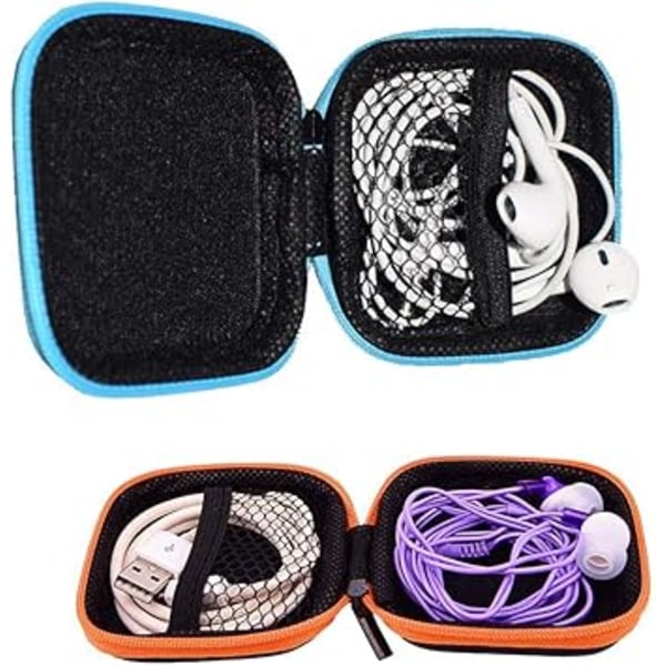 1 stk. Mini Firkantet Oppbevaringsetui for Øretelefoner, for In-Ear Hodetelefoner, med Nettingrom, Lite Ørepropp-etui, Bæreveske, Mini Firkantet Oppbevaringspose for Øretelefoner