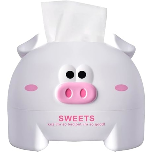 Pig tissue box (white), tissue storage box, tissue holder box, plastic tissue box, napkin dispenser, tissue holder, cute tissue box